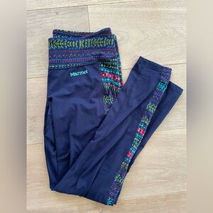 Marmot Navy Patterned Meghan midweight Legging/tights - size medium